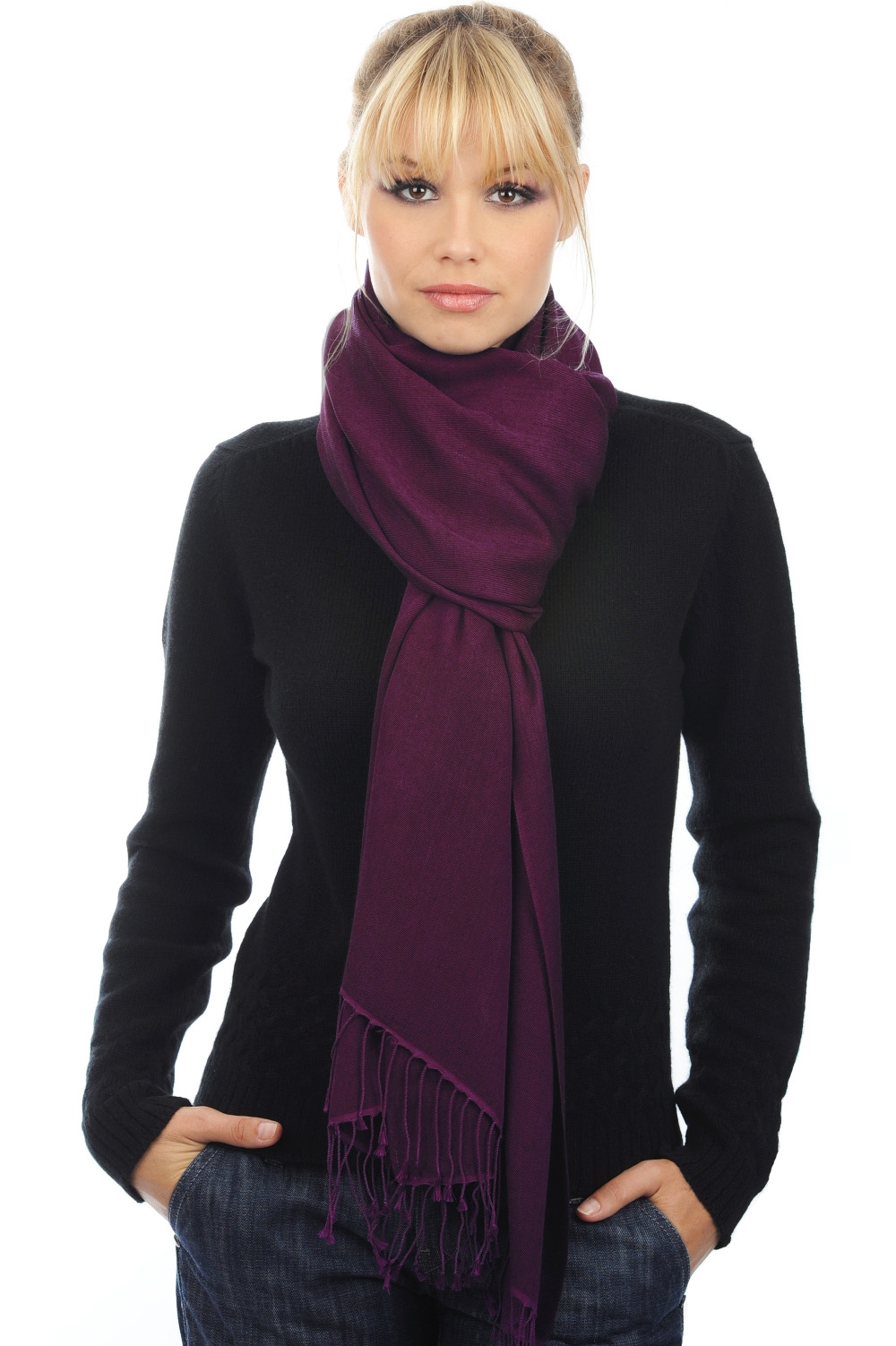 Cashmere & Silk ladies platine bright violette 204 cm x 92 cm